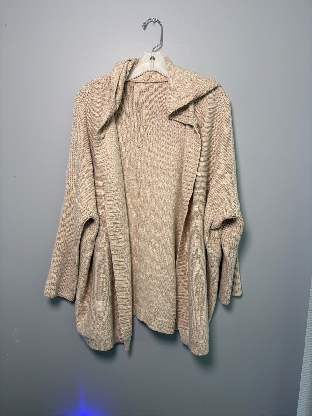 Open-Front Hooded Cardigan Sweater - Cream